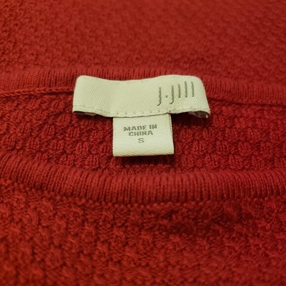 J. Jill Carmine Red Waffle Knit Crewneck Tunic Sweater Size S - Picture 6 of 8